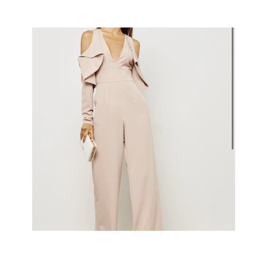 Lavish Alice Ruffle Open Shoulder Jumpsuit US 8